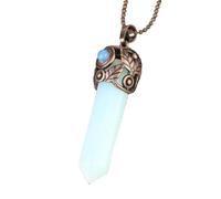 KYINYUECH 1pc Natural Stone Pendants Red Copper Hexagonal Column Pendant Female Men Necklaces