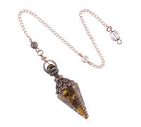 KYINYUECH 1pc Natural Stone Pendulum Necklaces Hexagonal Cone Crushed Stone Amethysts Rose Quartz Pendant Accessories