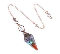 KYINYUECH 1pc Natural Stone Pendulum Necklaces Hexagonal Cone Crushed Stone Amethysts Rose Quartz Pendant Accessories