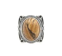 KYINYUECH 1pc Natural Stone Ring Tiger Eye Obsidian Amethysts Pink Egg Bead Silver Color Finger Rings For Man Women