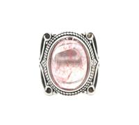 KYINYUECH 1pc Natural Stone Ring Tiger Eye Obsidian Amethysts Pink Egg Bead Silver Color Finger Rings For Man Women