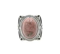 KYINYUECH 1pc Natural Stone Ring Tiger Eye Obsidian Amethysts Pink Egg Bead Silver Color Finger Rings For Man Women