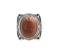 KYINYUECH 1pc Natural Stone Ring Tiger Eye Obsidian Amethysts Pink Egg Bead Silver Color Finger Rings For Man Women