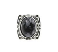 KYINYUECH 1pc Natural Stone Ring Tiger Eye Obsidian Amethysts Pink Egg Bead Silver Color Finger Rings For Man Women