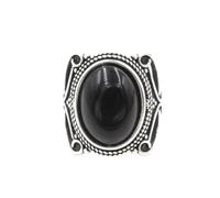 KYINYUECH 1pc Natural Stone Ring Tiger Eye Obsidian Amethysts Pink Egg Bead Silver Color Finger Rings For Man Women