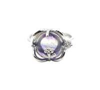 KYINYUECH 1pc Natural Stone Rose Ring Amethyst Rose Quartz Tiger Eye Beads Round Bead Finger Ring Gift