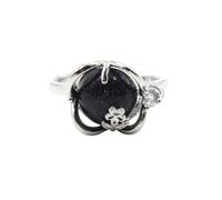 KYINYUECH 1pc Natural Stone Rose Ring Amethyst Rose Quartz Tiger Eye Beads Round Bead Finger Ring Gift