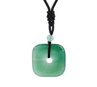 KYINYUECH 1pc Natural Stone Square Pendant Necklace Amethyst Peace Buckle Adjustable Necklaces
