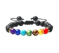 KYINYUECH 1pc Natural Volcanic Rock Stone Men Bracelets Beads Bracelet Black Lava Stretch Elephant Buddha Bangles