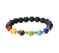 KYINYUECH 1pc Natural Volcanic Rock Stone Men Bracelets Beads Bracelet Black Lava Stretch Elephant Buddha Bangles