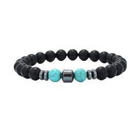 KYINYUECH 1pc Natural Volcanic Stone Beaded Bracelet Handmade Tiger Eyes Howlite Onyx Beads Braclet