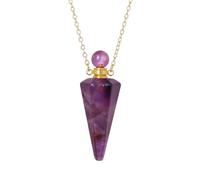 KYINYUECH 1pc Necklace Natural Stone Cone Pendant Clear Quartz Pendants Diffuser Vial Necklaces