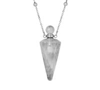 KYINYUECH 1pc Necklace Natural Stone Cone Pendant Clear Quartz Pendants Diffuser Vial Necklaces