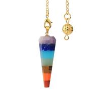 KYINYUECH 1pc Pyramid Pendulum Natural Stone Rainbow Layered Point Pendant Chain Pendulum