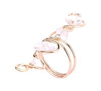 KYINYUECH 1pc Ring Natural Stone Wire Wrapped Chip Beads Pink Quartz Finger Rings For Men Women
