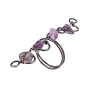 KYINYUECH 1pc Ring Natural Stone Wire Wrapped Chip Beads Pink Quartz Finger Rings For Men Women