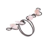 KYINYUECH 1pc Ring Natural Stone Wire Wrapped Chip Beads Pink Quartz Finger Rings For Men Women