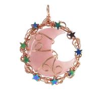 KYINYUECH 1pc Rose Gold Winding Star Moon Amethyst Pink Pendant