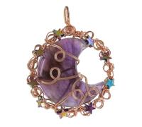KYINYUECH 1pc Rose Gold Winding Star Moon Amethyst Pink Pendant