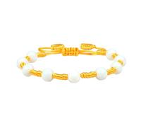 KYINYUECH 1pc Silk Cord 8mm White Porcelain Bracelet Adjustable Handmade Bangle Gifts For Women