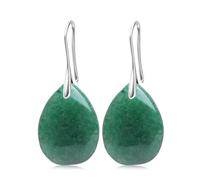 KYINYUECH 1pc Silver Color Earrings Natural Stone Pendant Women's Teardrop Earrings Gift Black Obsidian Amethyst Rose Quartz