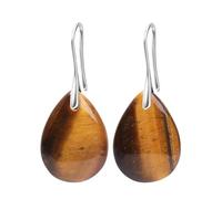 KYINYUECH 1pc Silver Color Earrings Natural Stone Pendant Women's Teardrop Earrings Gift Black Obsidian Amethyst Rose Quartz