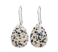 KYINYUECH 1pc Silver Color Earrings Natural Stone Pendant Women's Teardrop Earrings Gift Black Obsidian Amethyst Rose Quartz