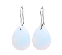 KYINYUECH 1pc Silver Color Earrings Natural Stone Pendant Women's Teardrop Earrings Gift Black Obsidian Amethyst Rose Quartz