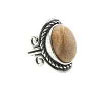 KYINYUECH 1pc Silver Color Man Ring Natural Stone Egg Bead Tiger Eye Lapis Finger Ring