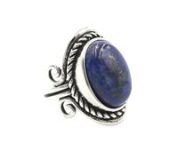 KYINYUECH 1pc Silver Color Man Ring Natural Stone Egg Bead Tiger Eye Lapis Finger Ring
