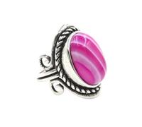 KYINYUECH 1pc Silver Color Man Ring Natural Stone Egg Bead Tiger Eye Lapis Finger Ring