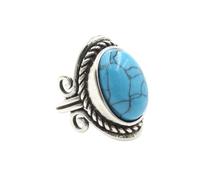 KYINYUECH 1pc Silver Color Man Ring Natural Stone Egg Bead Tiger Eye Lapis Finger Ring