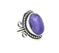 KYINYUECH 1pc Silver Color Man Ring Natural Stone Egg Bead Tiger Eye Lapis Finger Ring