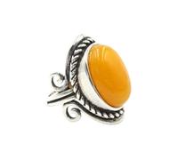 KYINYUECH 1pc Silver Color Man Ring Natural Stone Egg Bead Tiger Eye Lapis Finger Ring