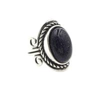 KYINYUECH 1pc Silver Color Man Ring Natural Stone Egg Bead Tiger Eye Lapis Finger Ring