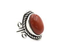 KYINYUECH 1pc Silver Color Man Ring Natural Stone Egg Bead Tiger Eye Lapis Finger Ring