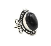 KYINYUECH 1pc Silver Color Man Ring Natural Stone Egg Bead Tiger Eye Lapis Finger Ring