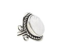 KYINYUECH 1pc Silver Color Man Ring Natural Stone Egg Bead Tiger Eye Lapis Finger Ring