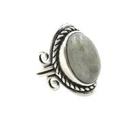 KYINYUECH 1pc Silver Color Man Ring Natural Stone Egg Bead Tiger Eye Lapis Finger Ring