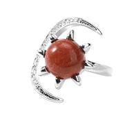 KYINYUECH 1pc Sun Moon Ring For Men Natural Stone Tiger Eye Round Cabochon Bead Open Finger Rings For Women