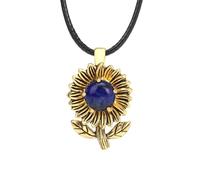 KYINYUECH 1pc Sunflower Necklace 10MM Natural Stone Pink Quartz Bead Gold Color Pendant Neklaces Gift For Men Women