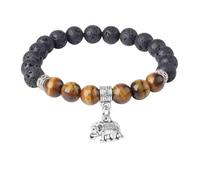 KYINYUECH 1pc Tiger Eye Stone Volcanic Stone Bracelet Blue Turquoise Elephant Turtle 8mm Women's Bracelet