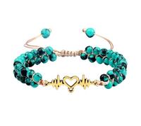 KYINYUECH 1pc Tree Of Life Bracelet For Women 4mm Natural Blue Pine Stone Bead Handmade Bohemia Wristband Adjustable Rope Bracelet