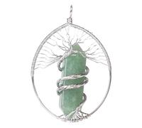 KYINYUECH 1pc Tree Of Life Pendant With Stones Natural Stone Pendants For Necklace Making Wire Wrapped Rock Quartz