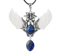 KYINYUECH 1pc Water Drop Necklace Natural Stone Pendants Wing Lapis Lazuli Necklaces