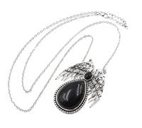 KYINYUECH 1pc Water Drop Wing Pendant Necklaces Natural Stone Amethyst Rose Quartz Tiger Eye Fluorite Necklace