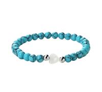 KYINYUECH 1pc White Heart Shape Shell Bracelets Women 6mm Natural Stone Beads Bracelets Gift