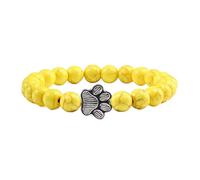 KYINYUECH 1pc Women Men Natural Black Lava Volcanic Stone Paw Print Shape Bracelet Gift