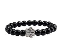 KYINYUECH 1pc Women Men Natural Black Lava Volcanic Stone Paw Print Shape Bracelet Gift