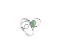 KYINYUECH 1pc Women Ring Natural Stone Irregular Chip Bead Silver Color Wire Wrapped Rings
